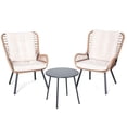 thumbnail image 5 of KAMEROUT 3 Piece Outdoor Bistro Set, Rattan Patio Furniture Set with Coffee Table & Beige Cushions for Lawn, Garden, Balcony, 5 of 6
