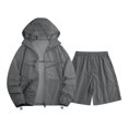 thumbnail image 4 of JFOPQVSM Men’s Tracksuit Sweatsuits Full Zip Long Sleeve Hooded Jacket and Shorts Athletic Casual Workout 2 Piece Set 2 Piece Summer Sets for Men, 4 of 4