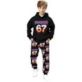 thumbnail image 4 of MEZZALL Girls 6 7 Printed Long Sleeve Hoodie Sweatshirt Tops And Jogger Pants Soft Casual Two Piece Outfit Toddlers Kids Comfort Classic Children Fashion Clothes Sets, 4 of 5