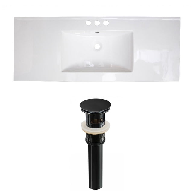 American Imaginations 21.5-in. W 1 Hole Ceramic Top Set In White Color - Overflow Drain Incl. AI-23957