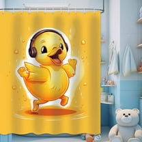 Duck Shower Curtain Cute Yellow Cartoon Animal Character Themed Funny Kids Shower Curtain for Bathroom Decor Set with 12 Hooks 72x72 inches (B)