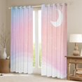 thumbnail image 2 of Erosebridal Moon Print Curtains & Drapes Glitter Stars Curtains, Zodiac Astrology Blackout Curtains Rainbow Gradient Living Room Curtains, Horoscopes Constellations Window Curtains, Pink, 2 of 6