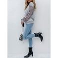thumbnail image 3 of Frayed Hem Rainbow Knit Sweater Gray X-Large, 3 of 4