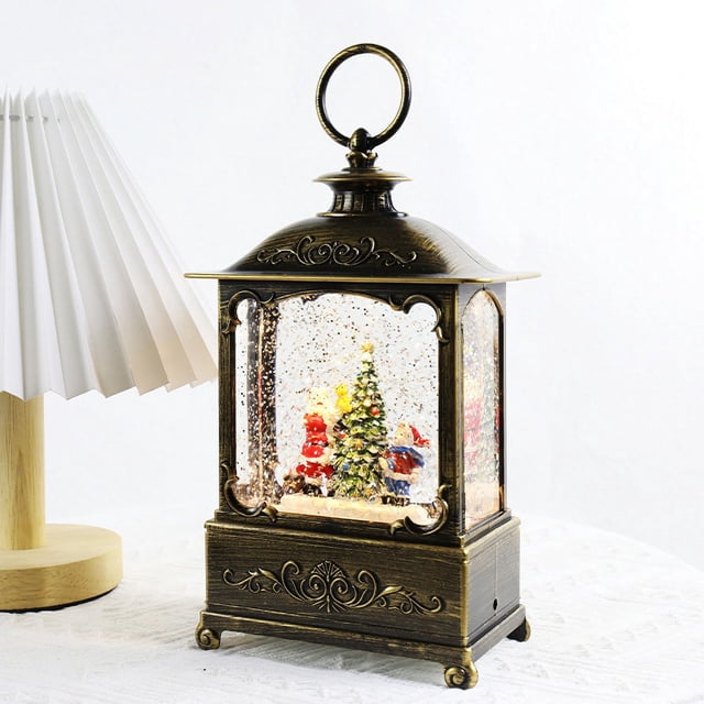 Lámpara de viento con adornos navideños, lámpara de cristal navideña, caja de música, regalo de Navidad para cumpleaños de niños, diseño de escena