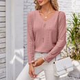 thumbnail image 7 of yunLCZ Casual Tops Everyday Low Price V Neck Long Sleeved T Shirt Loose Button Top Everyday wear simple women's T-shirts, 7 of 7