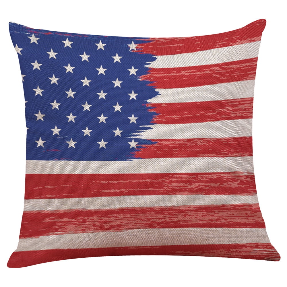 0Vintage American Flag Pillow Cases Cotton Linen Sofa Cushion Cover Home Decor 