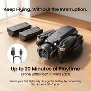 Drones for Kids with 1080P HD Camera, One-Key Takeoff/Landing, Foldable Wefone H21 with Brushless Motor and Optical Flow Hover, 2 Batteries, Black
