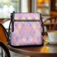 thumbnail image 3 of Tutolipy Argyle Pattern Adjustable Shoulder Strap Sling Bag for Travel Everyday, Smooth Zipper Lightweight Purse Satchel Stylish Crossbody Purse, 3 of 7