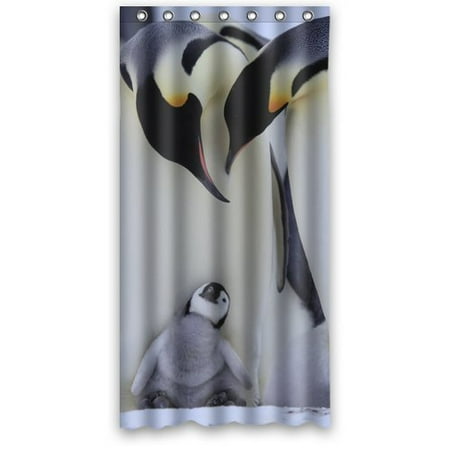 Penguin Curtain - HelloDecor Penguin Shower Curtain Polyester Fabric Bathroom Decorative Curtain Size 36x72 Inches