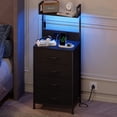 thumbnail image 2 of Eunos Table de Chevet Haute avec Station de Charge, Commode Noire avec 4 Tiroirs et Étagères de Rangement pour Chambre, 2 of 7