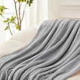 thumbnail image 4 of Exclusivo Mezcla Waffle Textured Soft Fleece Blanket, King Size Bed Blanket, Cozy Warm and Lightweight (Light Grey, 90"x104"), 4 of 6