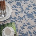 thumbnail image 7 of Tablecloth - Vintage Blue Rose Cotton Linen with Tassel Edge, Washable Rustic Farmhouse Table Cover for Kitchen Dining Picnic Wedding, 55x78 in, 7 of 7
