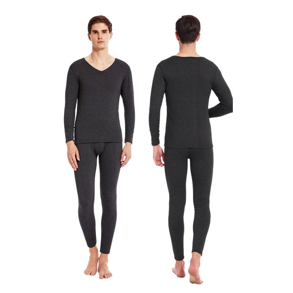 Birdeem Mens Casual Thermal Underwear Middle Collar Pure Color Warm Clothing Suit