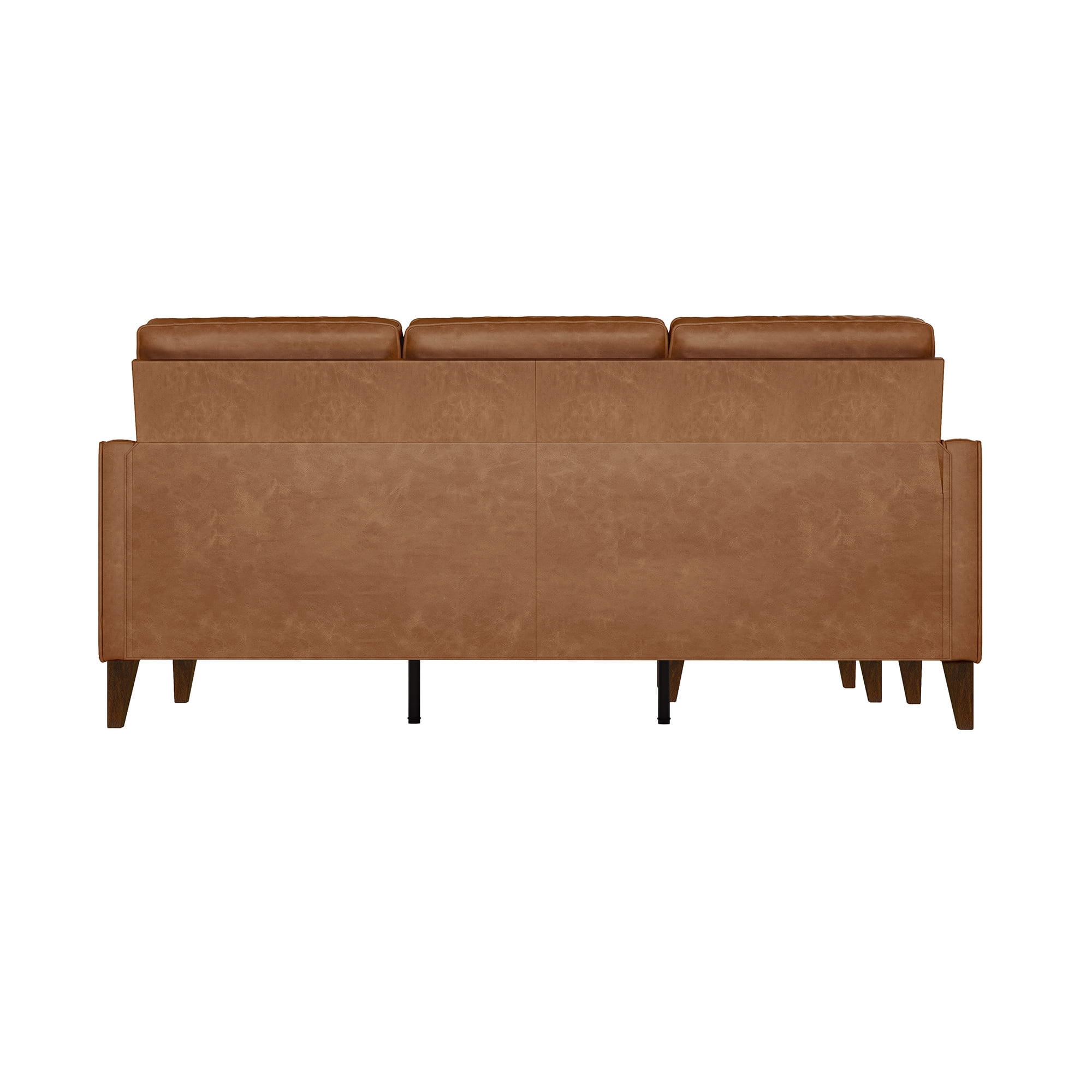 Jianna Faux Leather Reversible Sectional, Saddle Brown
