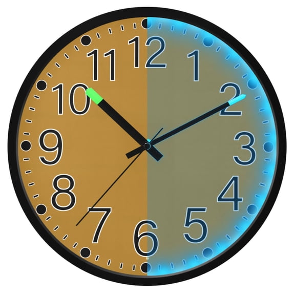 Ryvnso Dark Yellow 12 Inch Night Light Wall Clock Silent Battery Operated Luminous Clocks