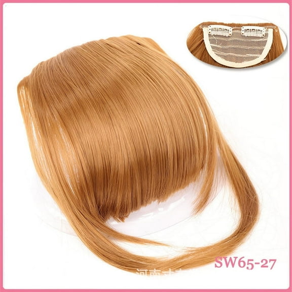 XmhyTop Natural-Looking Clip-In Bangs with Side Swept Temples, Soft Synthetic French Fringe Hairpiece, Easy Styling Curved Bangs Extensions for Women's Daily Wear，F