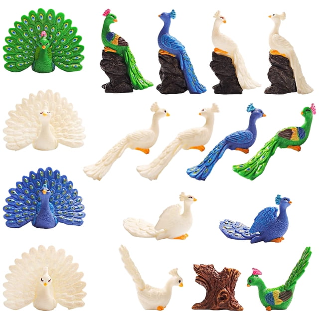 ColoMX Juego de figuritas de pavo real para jardín, Mini decoración de pavo real, modelo de decoración, 1 Juego