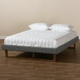 thumbnail image 2 of Baxton Studio Liliya Mid-Century Modern Dark Grey Fabric Upholstered Walnut Brown Finished Wood Queen Size Platform Bed Frame, 2 of 9