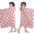 thumbnail image 4 of Red Strawberry Plants Fruit Pink Pattern Hooded Bath Towel，60"x35" for Ages 3 To 12 Kids, Quick Dry Lightweight Soft Microfiber Hood Beach Towel Cover Up for Kids, 4 of 7