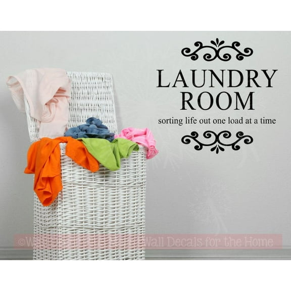 Laundry Room Decal Word Art Sorting Life One Load Vinyl Wall Stickers 23x22-Inch Black