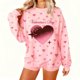 thumbnail image 3 of TaTaai Women's Oversized Crew Neck Heart Print Long-Sleeve Sweatshirt, Valentine's Day Thanksgiving Gift, Casual Fall Winter Spring Top Gift, 3 of 8
