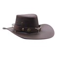 thumbnail image 3 of Clearance Sale! Vintage Western Cowboy Hat Head Belt Hats for Men Women Outdoor Travel Wide Brim Faux Leather Sun Caps, 3 of 6