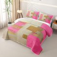thumbnail image 3 of Castle Fairy Abstract Geometric Plaid Bed Spread Queen 3pcs,Mid Century Embossed Square Queen Coverlet Set,Hot Pink Ivory,1 Quilt and 2 Pillowcases, 3 of 7