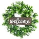 thumbnail image 2 of Welcome Artificial Wreath Door Decoration Boxwood Wooden Sign Pendant, 2 of 9