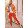 thumbnail image 7 of Women's Orange Floral Print Knitted Open Front Loose Cardigan - [ZhiHiMeRi] | (US 12-14)L, 7 of 7