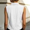 thumbnail image 5 of Miluxas Women's Sleeveless Button Down Blouse Collared Pleated Front Loose Tunic Shirts Work office Casual Tank Tops Lightweight Summer Outfit White, 5 of 9