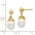 thumbnail image 3 of 14K Yellow Gold 7-8mm White Rice Freshwater Cultured Pearl Dangle Post Earrings Made In Canada xf693e, 3 of 5