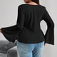 thumbnail image 5 of Tops de Talla Grande para Mujer, Camisetas con Volantes, Cuello en Forma de Corazón, Blusa de Larga Acampanada Negro XL, 5 of 10