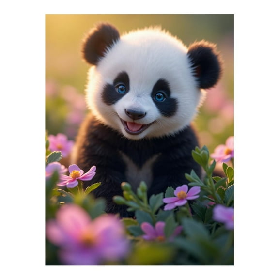 Diamond Art Kit for Adults, Adorable Panda Among Blossoms Diamond Painting for Adults Beginners, DIY Diamond Art Painting Kits, 5D Diamond Painting Crafts for Home Decor 12x16 Frameless