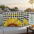 thumbnail image 2 of Outdoor Pillow Covers 20x12 Set of 2, Sunflowers Waterproof Patio Throw Pillow Covers for Couch Sofa Chair, Black White Check Sunshine Buffalo Bee Decorative Pillowcases for Throw Pillows, 2 of 9