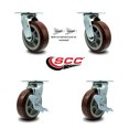thumbnail image 2 of 6 Inch Polyurethane Caster Set with Roller Bearings 2 Swivel Lock 2 Brake SCC, 2 of 2