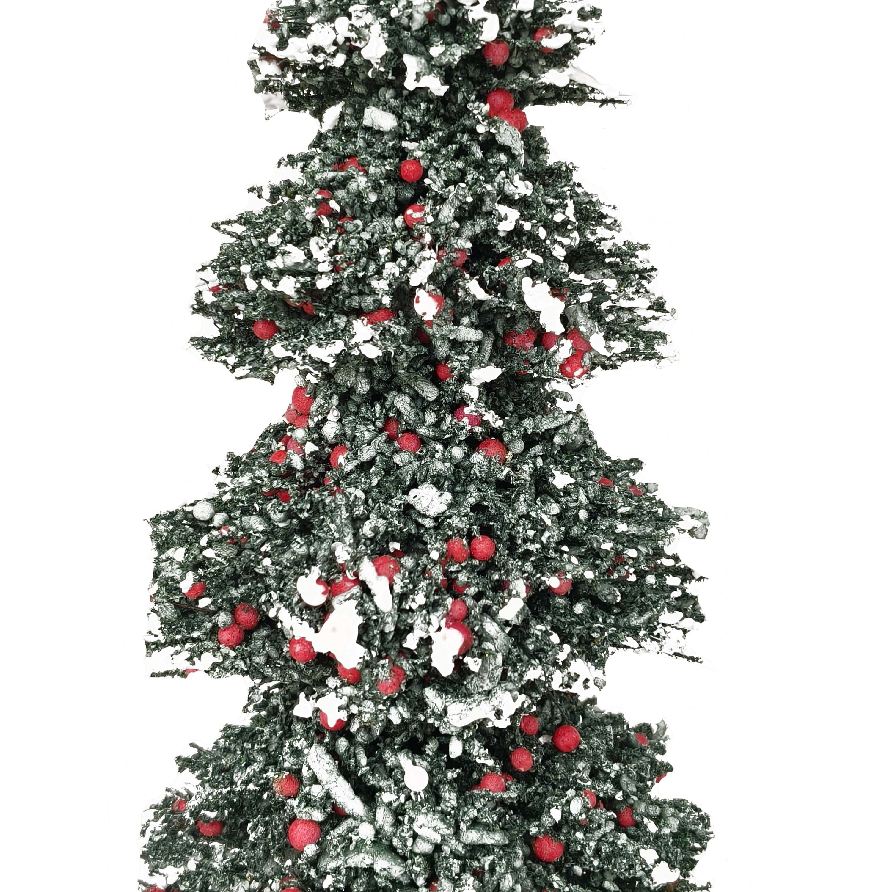 Christmas Village Snow and Berry Pine Tree, Multicolor, Multicolor, 9", by Holiday Time