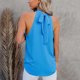thumbnail image 4 of Camiseta sin mangas con cuello halter para mujer, sin mangas, cuello trasero, cierre de correa, ajuste holgado, camisetas casuales de verano, azul S, 4 of 6