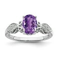 thumbnail image 2 of Sterling Silver Rhodium-plated Polished Amethyst and White Cubic Zirconia Ring Size 8, 2 of 4