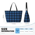 thumbnail image 4 of Kdxio Blue Black Plaid for Beach Bag for Women Large Beach Tote Bag Waterproof Sandproof Swim Bag with Zipper Pockets Beach Vacation Travel, 4 of 7