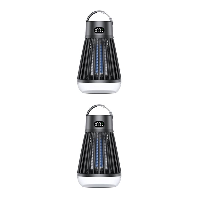 Advancent ABS hogar patio trasero camping terraza repelente de mosquitos con pantalla digital 365395410 repelente de insectos al aire libre negro negro 2Conjunto
