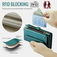 thumbnail image 3 of Crossbody for iPhone XR Case Wallet【RFID Blocking】with 10-Card Holder Zipper Bills Slot, Soft PU Leather Magnetic Shoulder Wrist Strap for iPhone XR Wallet Case Women, Green, 3 of 10