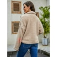 thumbnail image 3 of Faux Shearling Button Down Closure Collared Teddy Jacket for Women, 3 of 3