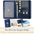 thumbnail image 3 of ComfiTime Passport Holder and Luggage Tags Set – RFID Passport Wallet/Cover with Vaccine Card Holder and Credit Card Slots, PU Leather Travel Tags for Suitcases and Bags, TSA Approved, Navy Blue, 3 of 14