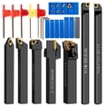 thumbnail image 3 of Herramienta de torneado de torno de 21 piezas Juego de portaherramientas de torneado de carburo profesional Soporte de herramientas de torno de metal resistente con inserciones de torneado de llave pa, 3 of 11