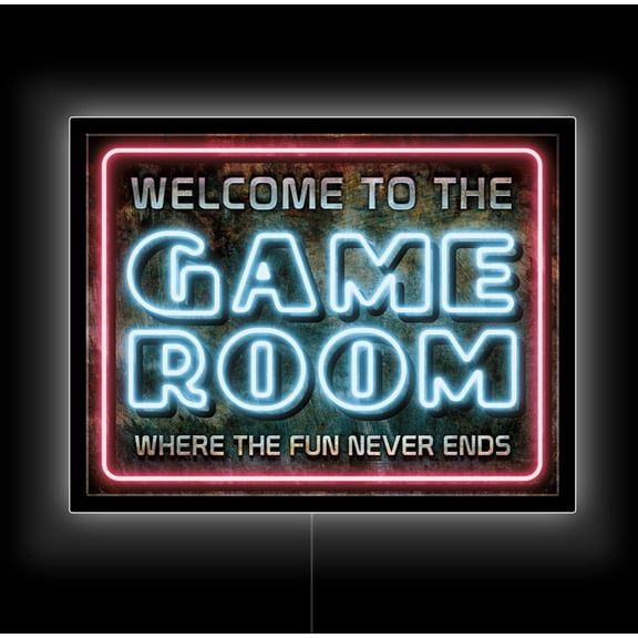 Desperate Enterprises LED Game Room Neon Sign 23 x 18 Inch Backlit Acrylic Wall Decor Multicolor Indoor Corded Electric LED Wall Sign