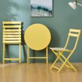 thumbnail image 4 of Gzxs 3 Piece Patio Bistro Set, Folding Outdoor Metal Patio Furniture Sets, Round Table and 2 Chairs for Porch Yard Balcony Garden, Yellow, 4 of 9
