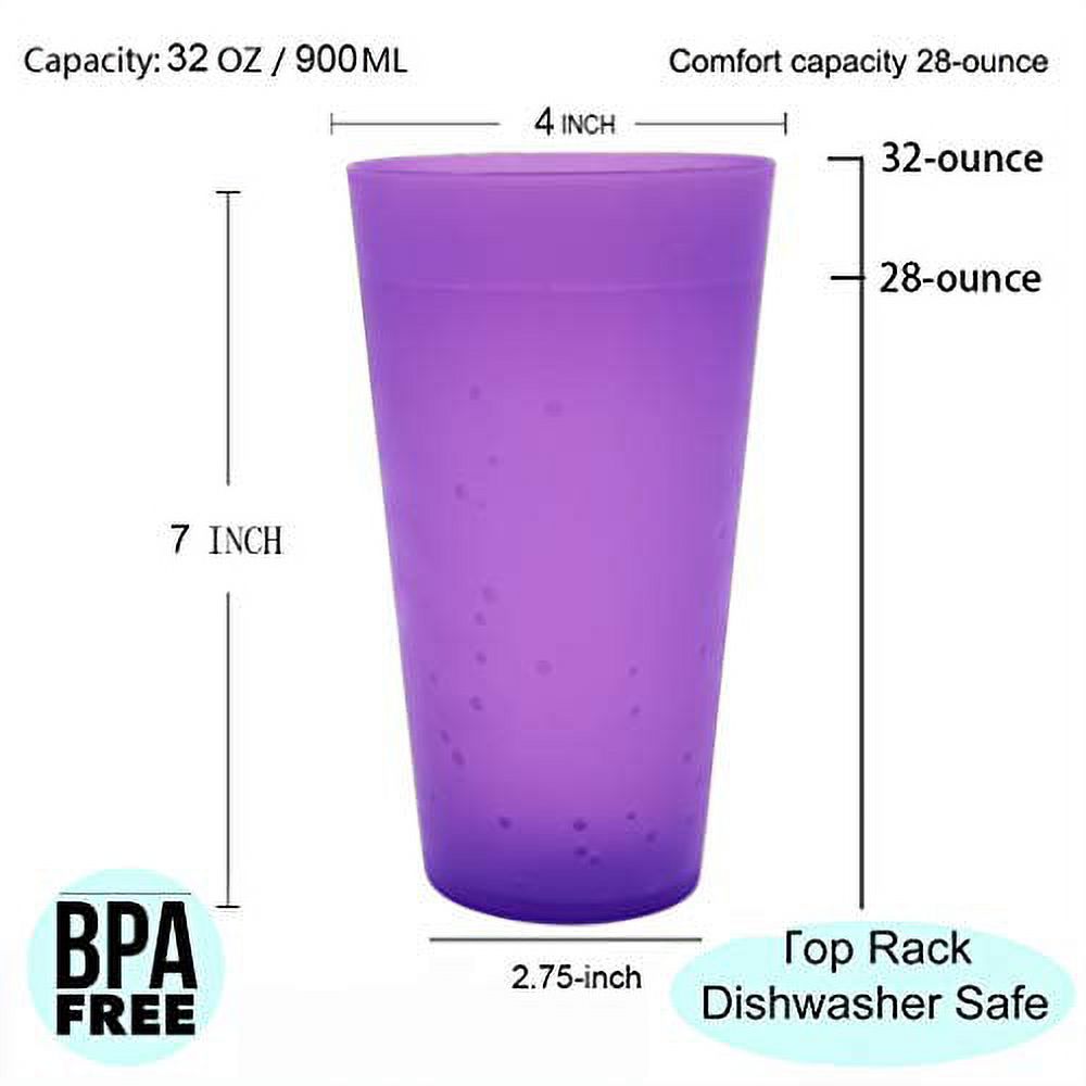 12 Stabile Plastikbecher, 32 Oz (ca. 1 Liter) – Bunt, Spülmaschinengeeignet & Bruchsicher
