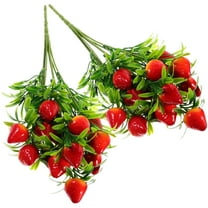 HEATSHAKING 2Pcs Faux Strawberry Stems Floral Arrangements Home Decor Christmas Thanksgiving New Year