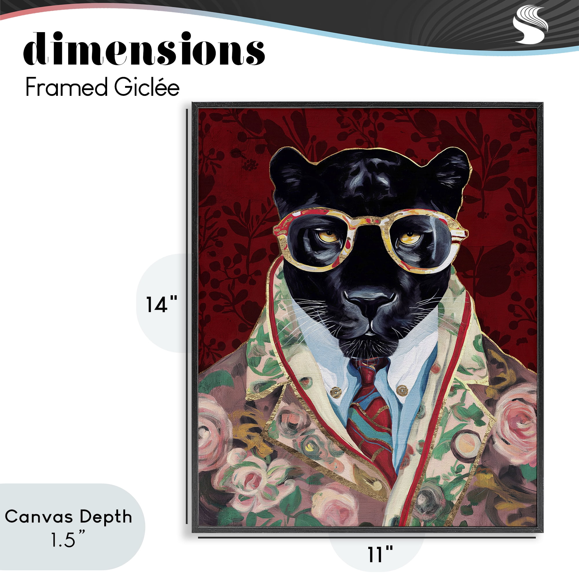 Stupell Industries Fashionable Scarlet Panther Black Framed Giclee Art, design by Svetlana Aleynikova