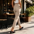 thumbnail image 4 of MexChoioe Womens High Waist Trousers Ruffled Paperbag Waist Drawstring Slim Fit Ankle Length Casual Pants, 4 of 5